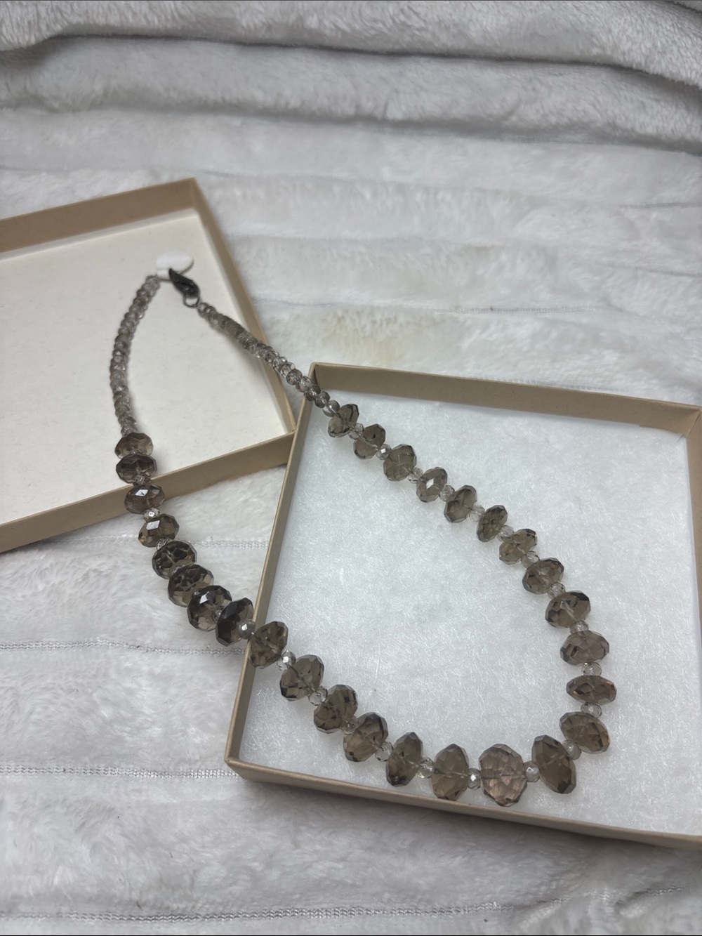 Handmade Smoky Quartz Beaded Necklace Faceted Gemstone